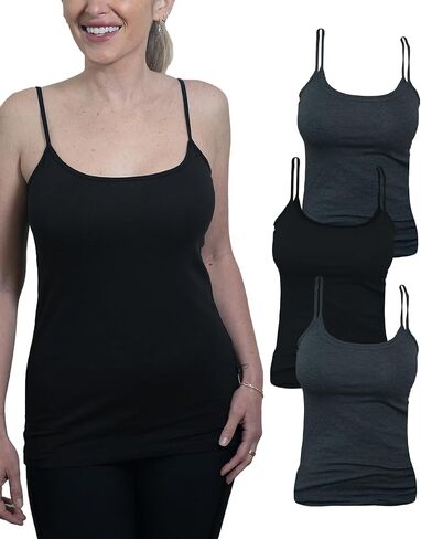 MISS POPULAR Women's 4-Pack Camisole Tank Tops Basic Undershirt with Adjustable Spaghetti Straps,Sizes XS-2XL in Saudi Arabia