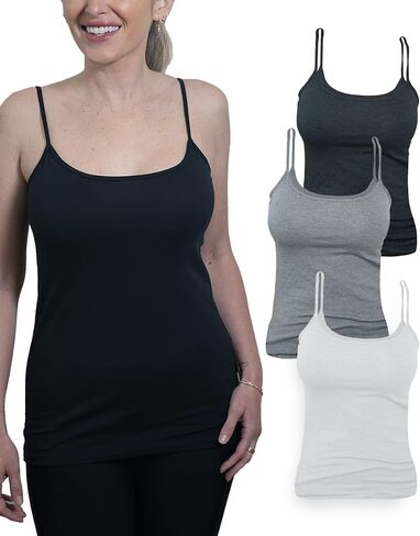 MISS POPULAR Women's 4-Pack Camisole Tank Tops Basic Undershirt with Adjustable Spaghetti Straps,Sizes XS-2XL in Saudi Arabia