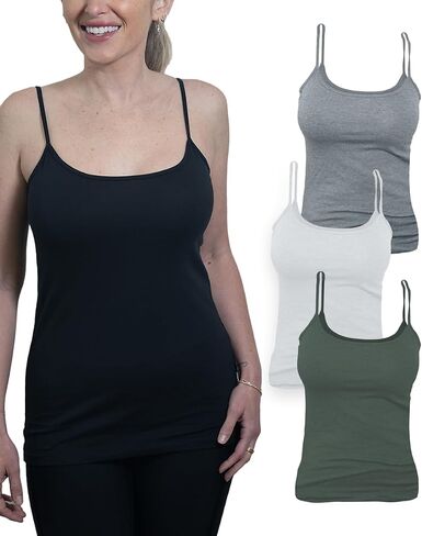 MISS POPULAR Women's 4-Pack Camisole Tank Tops Basic Undershirt with Adjustable Spaghetti Straps,Sizes XS-2XL in Saudi Arabia