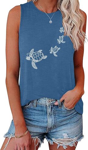 Blackoo Women's Sea Turtle Graphic Tank Top Summeress Summer Summer in Kuwait