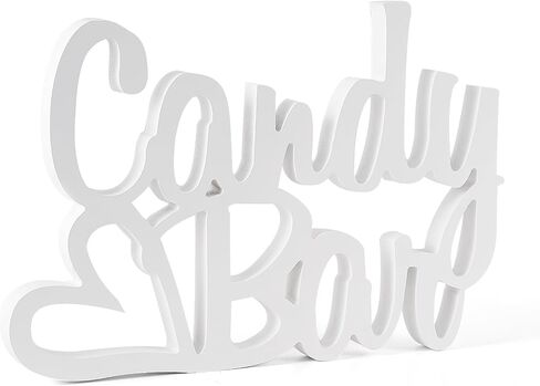 Candy Bar Sign, Wooden Dessert Table Decoration for Wedding/Birthday/Party (White) in Saudi Arabia