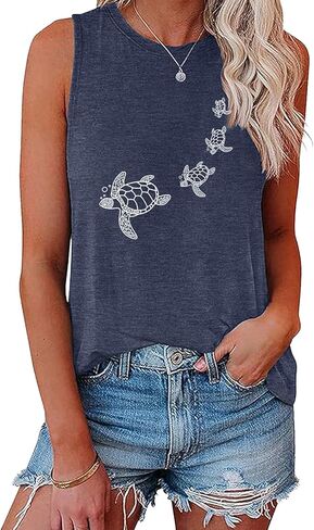Blackoo Women's Sea Turtle Graphic Tank Top Summeress Summer Summer in Kuwait