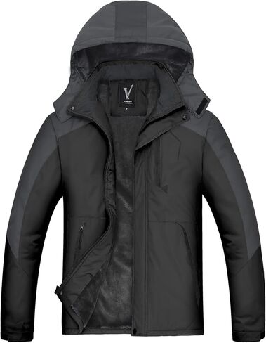 VICALLED Men's Outdoor Mountain Ski Jacket Snow Waterproof Fleece Windproof Skiing Rain Jackets Winter Hooded Coat in Saudi Arabia