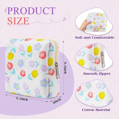 Paterr 4 PCS Mini Mini Ceanted Floral Makeup Bag صغير Coquette Coquette Cosmetic Bag Pouch Pouch Floral Baceup With Stipper Cute Travel Advice Steries for Women (Pink ، Orange Flower) in Saudi Arabia