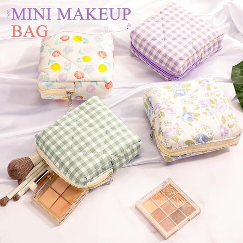 Paterr 4 PCS Mini Mini Ceanted Floral Makeup Bag صغير Coquette Coquette Cosmetic Bag Pouch Pouch Floral Baceup With Stipper Cute Travel Advice Steries for Women (Pink ، Orange Flower) in Saudi Arabia