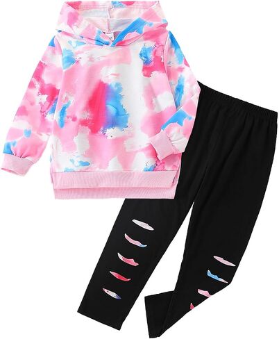 Kid Girls Clothes - Girls Outfits Tie Dye Tops and Leggings Pants 2 Piece Spring Clothes Set in Saudi Arabia