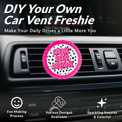 MUBYOK Scented Car Vent Freshie Supplies Starter Kit,DIY Car Air Freshener Vent Clip Craft Kit with 250g Aroma Beads,1.5 inch Circle Freshies Silicone Molds,Glitter & CardStock for Women in Kuwait
