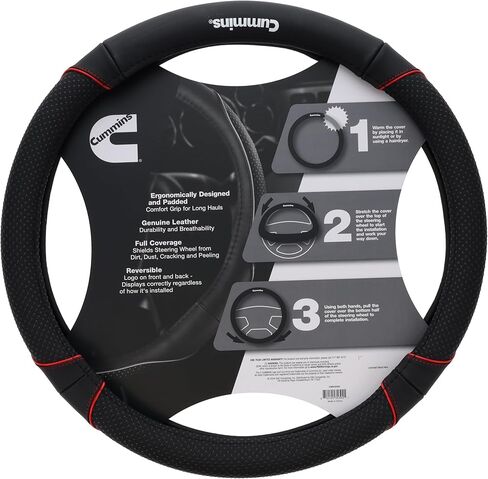 Cummins CMN35392 Navigator 18-Inch Steering Wheel Cover Leather Semi Truck Interior Accessories for RV and Big Rig-Black in Saudi Arabia