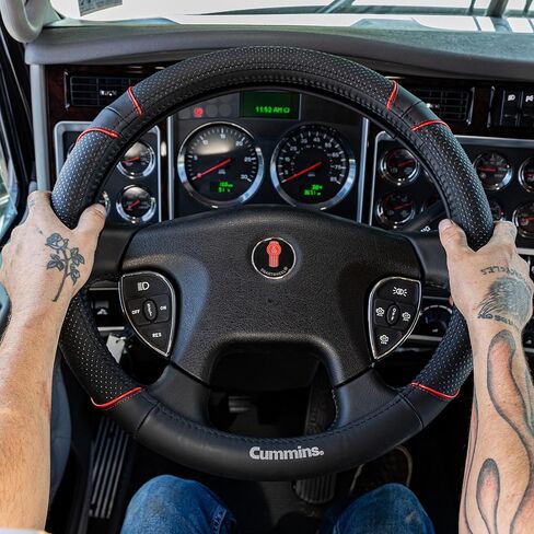 Cummins CMN35392 Navigator 18-Inch Steering Wheel Cover Leather Semi Truck Interior Accessories for RV and Big Rig-Black in Saudi Arabia