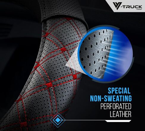 Steering Wheel Cover 18 inch Size Faux Leather Semi Truck, BLACK WITH GREY STITCHING in Kuwait