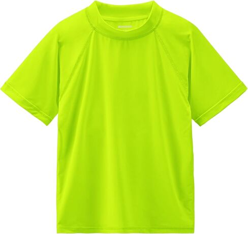 Boys Swim Shirts Short Sleeve Rash Guard Sun Protection UV SPF T Shirts Rashguard Swimwear Fishing Water Beach Tee Lightweight for Toddler Youth Kids Neon Green Size 14-16 in Saudi Arabia