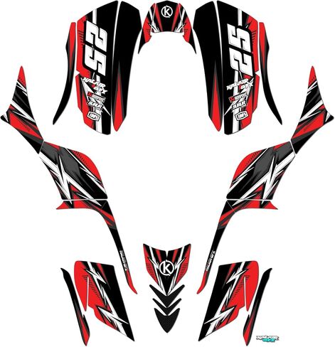 مجموعة الرسومات لـ Kawasaki KFX 700 (2004-2009) سلسلة Red 21 Mil- atv Custom Racing Conglicers Kits ، No-Plastics in Kuwait