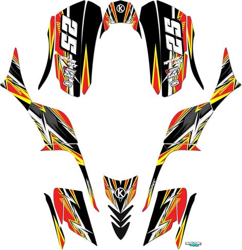مجموعة الرسومات لـ Kawasaki KFX 700 (2004-2009) سلسلة Red 21 Mil- atv Custom Racing Conglicers Kits ، No-Plastics in Kuwait