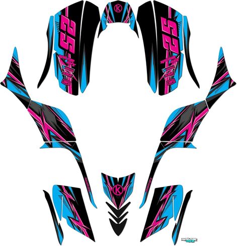 مجموعة الرسومات لـ Kawasaki KFX 700 (2004-2009) سلسلة Red 21 Mil- atv Custom Racing Conglicers Kits ، No-Plastics in Kuwait