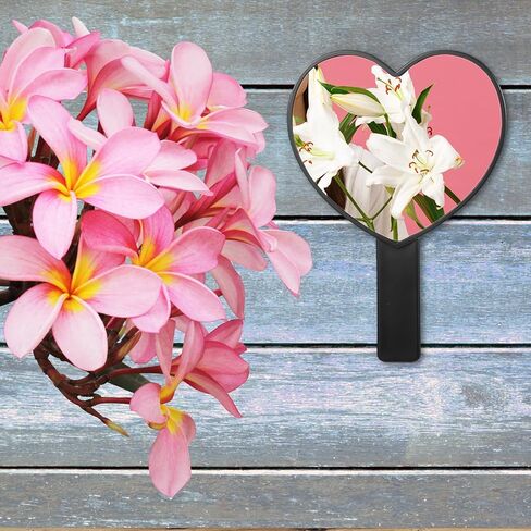 مرآة رموش ماكياج ماكياج على شكل قلب مع مقبض ، مرآة ماكياج سفر محمولة ، مرآة تجميلية على شكل قلب صغير للنساء والفتيات (أسود) in Kuwait