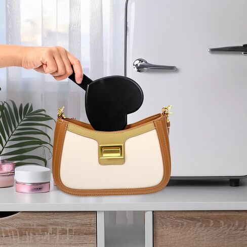 مرآة رموش ماكياج ماكياج على شكل قلب مع مقبض ، مرآة ماكياج سفر محمولة ، مرآة تجميلية على شكل قلب صغير للنساء والفتيات (أسود) in Kuwait