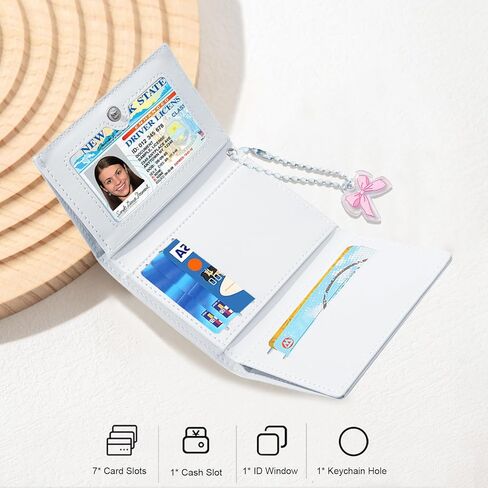 Small Wallet Bunny Floral Heart Coquette Bow Print Wallet with ID Credit Card Slots for Women Girls (CREAM) in Kuwait