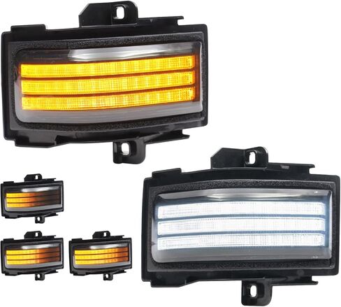 2PCS Clear Lens LED side Mirror Marker light Compatible with 2015-2022 F150 2017-2022 F250 F350 F450 super duty Switchback White Driving Parking Light Amber sequence flashing Turn Signal Light in Kuwait