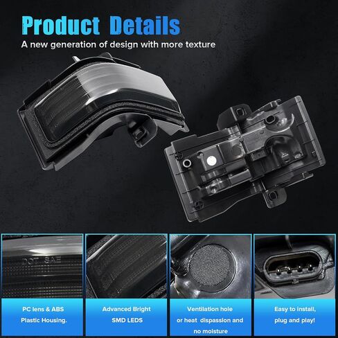 2PCS Clear Lens LED side Mirror Marker light Compatible with 2015-2022 F150 2017-2022 F250 F350 F450 super duty Switchback White Driving Parking Light Amber sequence flashing Turn Signal Light in Kuwait