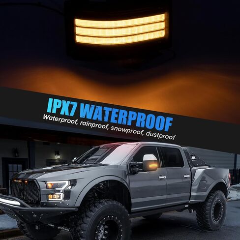 2PCS Clear Lens LED side Mirror Marker light Compatible with 2015-2022 F150 2017-2022 F250 F350 F450 super duty Switchback White Driving Parking Light Amber sequence flashing Turn Signal Light in Kuwait