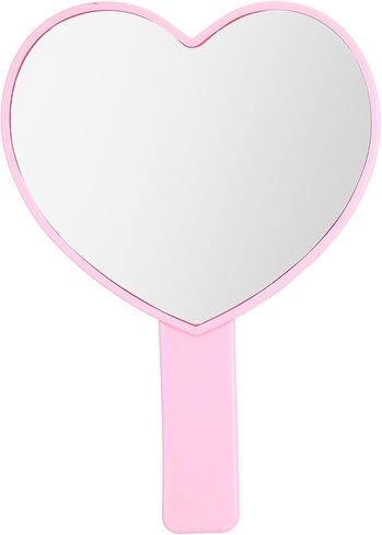 مرآة رموش ماكياج ماكياج على شكل قلب مع مقبض ، مرآة ماكياج سفر محمولة ، مرآة تجميلية على شكل قلب صغير للنساء والفتيات (أسود) in Kuwait