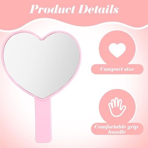 مرآة رموش ماكياج ماكياج على شكل قلب مع مقبض ، مرآة ماكياج سفر محمولة ، مرآة تجميلية على شكل قلب صغير للنساء والفتيات (أسود) in Kuwait