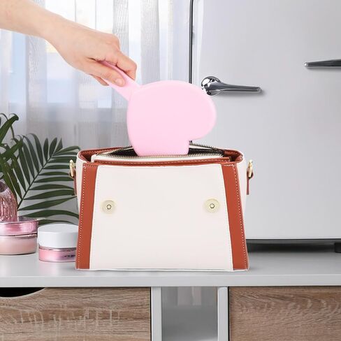 مرآة رموش ماكياج ماكياج على شكل قلب مع مقبض ، مرآة ماكياج سفر محمولة ، مرآة تجميلية على شكل قلب صغير للنساء والفتيات (أسود) in Kuwait