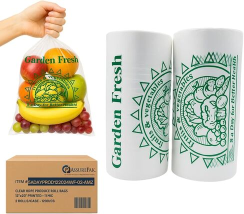 Clear (Natural Color) Produce Rolls (HDPE) - 12"X20" - 2400 Bags - 11 microns - Clear - 5ADAYPROD122024WF in Saudi Arabia