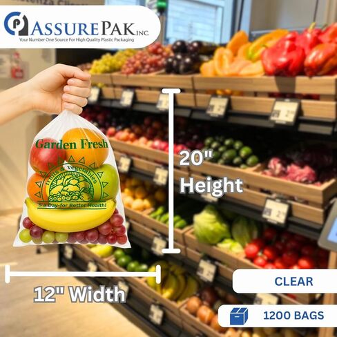 Clear (Natural Color) Produce Rolls (HDPE) - 12"X20" - 2400 Bags - 11 microns - Clear - 5ADAYPROD122024WF in Saudi Arabia