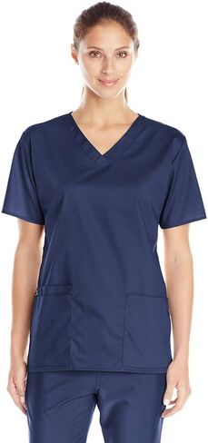 WonderWink Womens V-Neck Top Medical Scrubs Shirt, Navy, 2X US in Kuwait