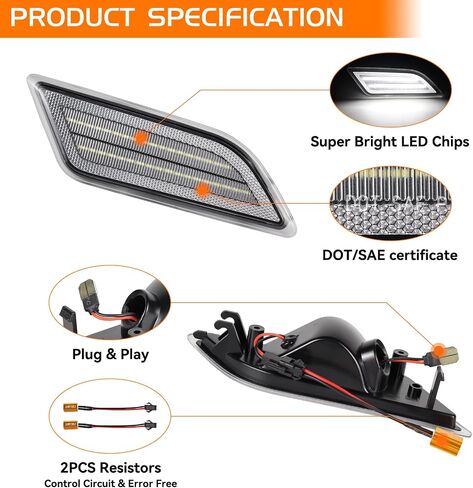 Clear Lens White LED Side Marker Lights For 2012-2014 Mercedes Benz W204 LCI C250 C300 C350 C-Class Sedan Coupe, 2PCS Front Fender Indicator in Saudi Arabia