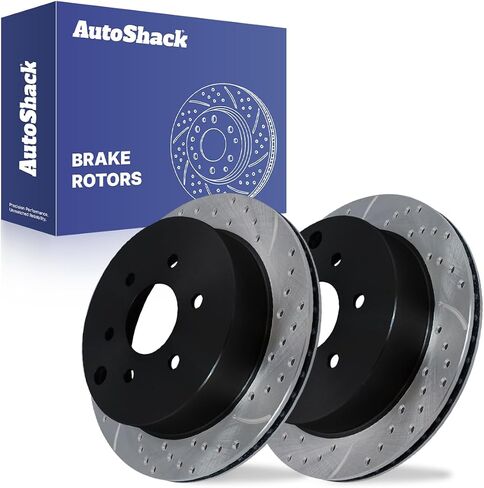 Autoshack black Hat محفورة ودوارات فرامل محفوفة بالفرامل المحفوفة بالفرامل الخلفية ، مجموعة استبدال دوار الفرامل الخلفية لعام 2005-2015 Nissan Xterra 2005-2024 Frontier 2009-2012 Suzuki Equator 2.5L 3.8L 4.0L V6 4WD RWD PR41412LR in Saudi Arabia