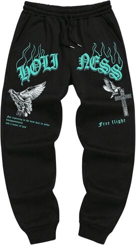 Men's Y2K Sweatpants Skull Letter Print Drawstring Waist Graphic Sweatpants Jogger Pants in Kuwait