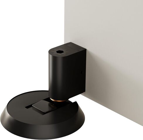 Brass Windproof Door Stoppers Heavy Duty Mechanical Floor Door Stop Height Adjustable Keep Door Open Door Catch Holder Wall Protect with Screws, Matte Black, 1 Pack in Saudi Arabia