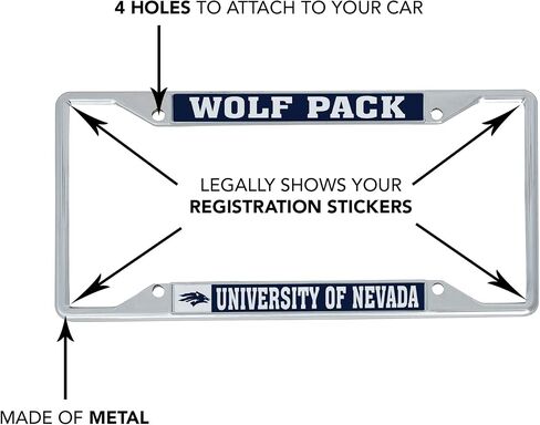 Desert Cactus University of Nevada Reno Car Accessories Wolf Pack Metal License Plate Frame and Tag Holder for Front or Rear of Car (Mascot) in Saudi Arabia