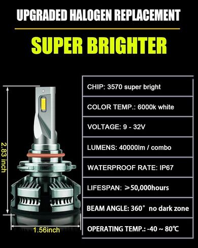 Fits for 1999 2000 2001 2002 2003 2004 2005 2006 Chevy Silverado High/Low Beam Light Bulbs 1500 2500 HD 3500,9005 High Beam 9006 Low Beam or Fog Lights Bulb, 600% Brightness 6000K,Pack of 4 in Saudi Arabia