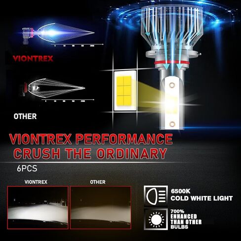 Long Short Beam Fog Light Light Packbo Pack Pack For Ford Escape 2017 2018 2019 2020 2021 2022 2023 Driving Light ، 6500K White Car Lamp Plb ، Pluge and Play ، IP68 Pack-6 in Saudi Arabia