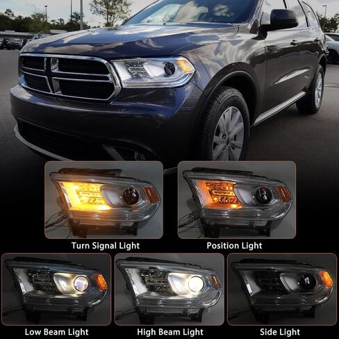 مجموعة مصباح Halogen Fione Halogen متوافق مع Dodge Durango 2014-2020 المصابيح الأمامية للكروم الإسكان بدون LED DRL Projector Side RISE RH in Saudi Arabia