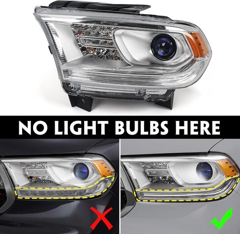 مجموعة مصباح Halogen Fione Halogen متوافق مع Dodge Durango 2014-2020 المصابيح الأمامية للكروم الإسكان بدون LED DRL Projector Side RISE RH in Saudi Arabia