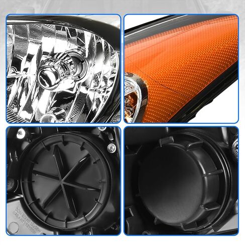 DWVO Headlights Assembly Compatible with Elantra 2007 2008 2009 2010 07 08 09 10 Replacement Headlamp Chrome Housing Amber Reflector Clear Lens (Not Fit Hatchback Model) in Kuwait