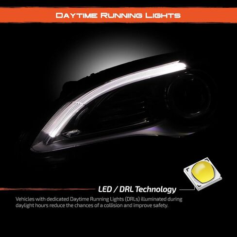AKKON - FIT 2011-2014 Chrysler 200 [نوع الهالوجين] جهاز الإسقاط كروم تشغيل المصابيح الأمامية الجانب الأيمن مع LED DRL Running in Saudi Arabia