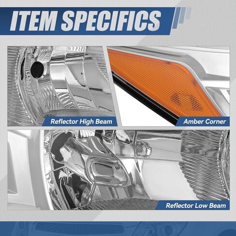 Auto Dynasty Headlights Assembly Compatible with 2013 2014 2015 2016 Ford Escape 3rd Gen, Factory Style Headlamps Replacement, Driver and Passenger Side, Chrome Housing Amber Corner in Saudi Arabia