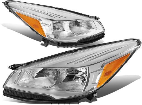 Auto Dynasty المصابيح الأمامية مجموعة متوافقة مع 2013 2014 2015 2016 Ford Escape 3rd Gen ، Pactory على نمط المصابيح الأمامية ، جانب السائق والركاب ، Chrome Housing Corner in Saudi Arabia