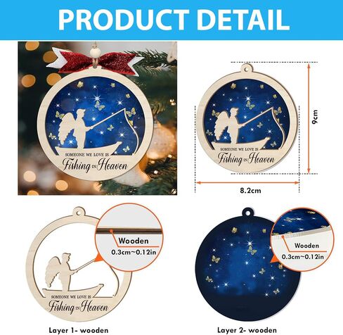 Fishing in Heaven Ornament - Memorial Ornament for Loss of Dad - Bereavement Gifts for Loss of Father - Sympathy Gifts for Loss of Dad - Memorial Dad Ornament - Suncatcher Fishing Ornaments (H66) in Kuwait