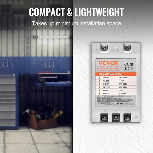 VEVOR Single Phase to 3 Phase Converter - 10HP 30A 220V Input/Output Digital Phase Shifter for Residential & Light Commercial Use (One Converter for One Motor Only) in Saudi Arabia