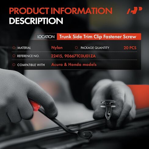 A-Premium 20pcs نايلون الجذع الجانبي المقطع المسمار المسمار المسمار متوافق مع هوندا سيفيك 2012-2015 ، اتفاق 2013-2017 ، HR-V 2016-2017 ، Insight 2012-2014 & Acura TLX 2015-2017 ، TSX ، ILX-7MM Hole in Kuwait