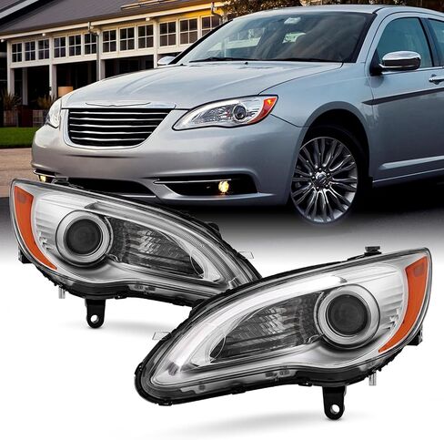 AKKON - FIT 2011-2014 Chrysler 200 [نوع الهالوجين] جهاز الإسقاط كروم تشغيل المصابيح الأمامية الجانب الأيمن مع LED DRL Running in Kuwait