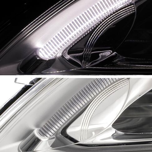 AKKON - FIT 2011-2014 Chrysler 200 [نوع الهالوجين] جهاز الإسقاط كروم تشغيل المصابيح الأمامية الجانب الأيمن مع LED DRL Running in Kuwait