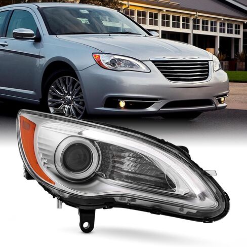 AKKON - FIT 2011-2014 Chrysler 200 [نوع الهالوجين] جهاز الإسقاط كروم تشغيل المصابيح الأمامية الجانب الأيمن مع LED DRL Running in Kuwait