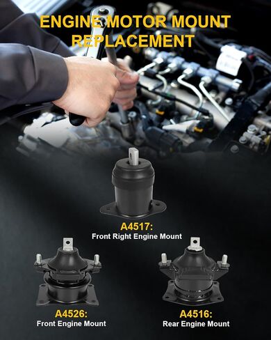 OCPTY 3PCS Front Rear Engine Motor Mount Kit Compatible for Honda Accord 2003-2007 & Acura TSX 2004-2005, 2.4L, Automatic Transmission # 50830SHJ305, 50820SDPA11 in Saudi Arabia